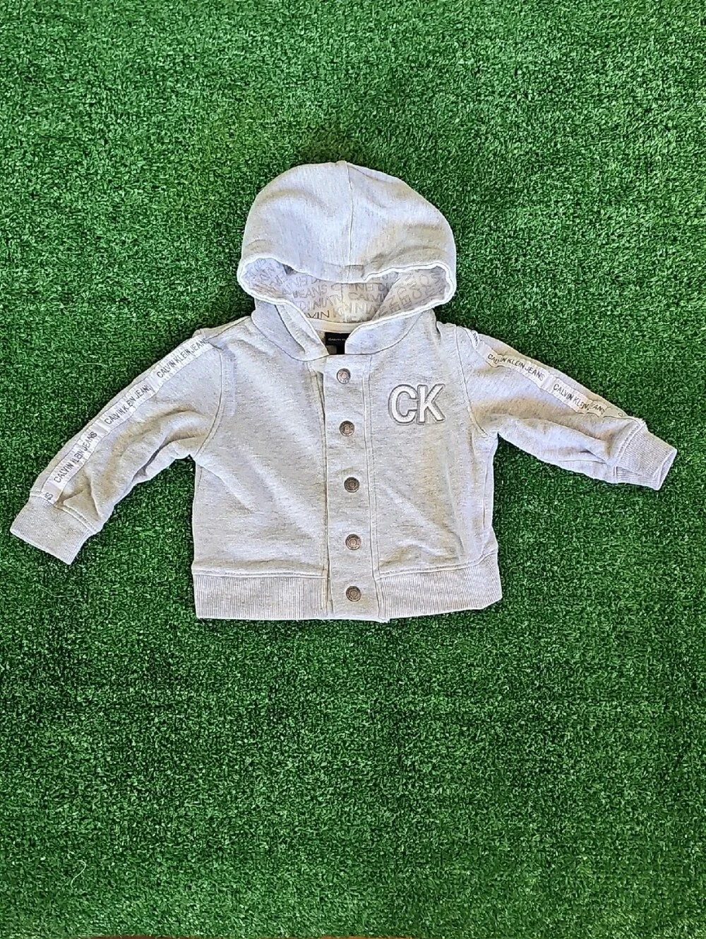 Calvin Klein Gray Baby Hoodie Jacket with CK Patch